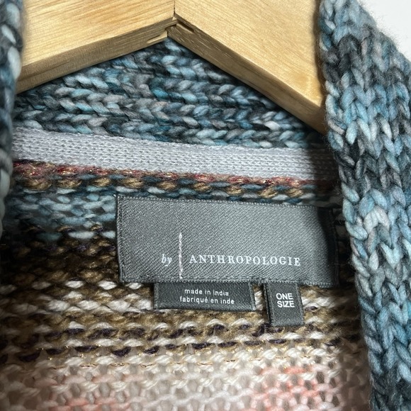Anthropologie Duster Cardigan Womens One Size Striped Boho Indie Slouchy Earthy - Picture 4 of 6
